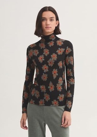 Camiseta con cuello perkins "Animal Flower" - Imagen 1