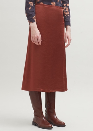 Falda midi evasé satinada - Imagen 1