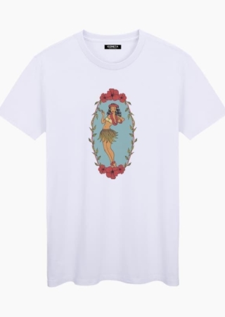 SM. CAMISETA SMILE BLANCA CON CHICA HAWAIANA - Imagen 1