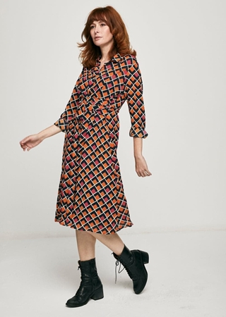 SMILE. VESTIDO NILO NARANJA GEO - Imagen 1